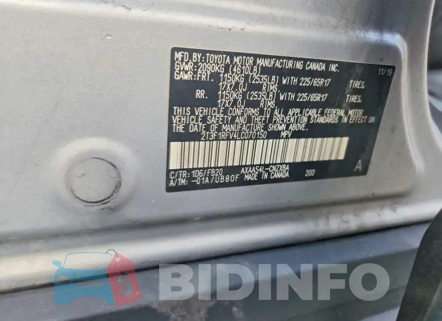 2T3F1RFV4LC070150 Photo# 13