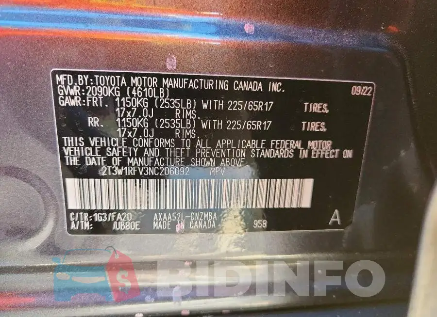 2T3W1RFV3NC206092 Photo# 13