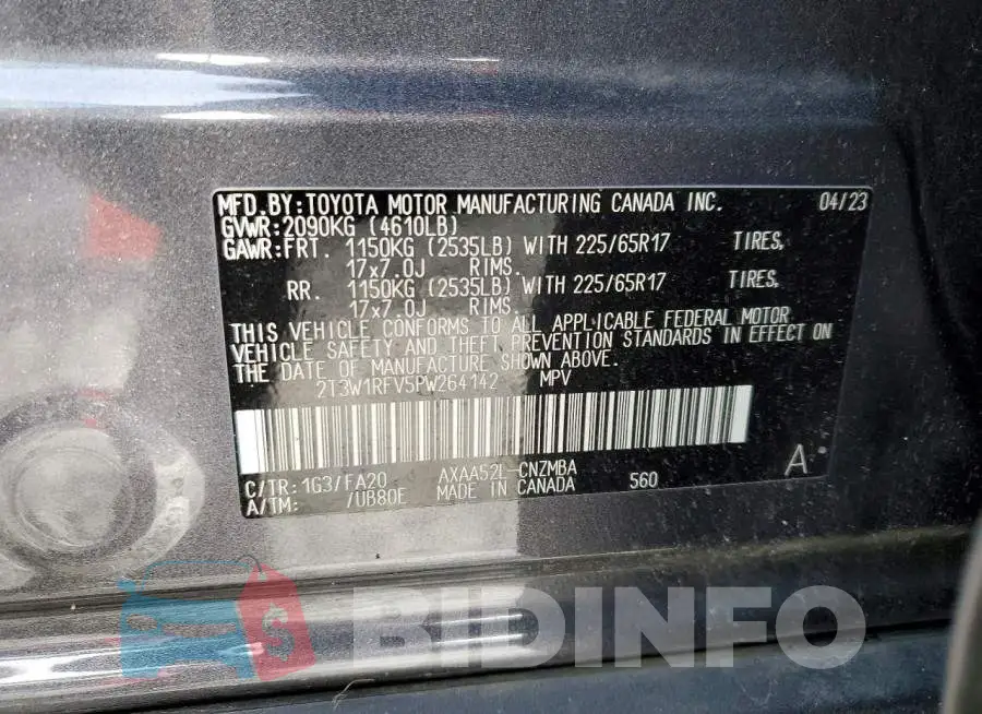 2T3W1RFV5PW264142 Photo# 13