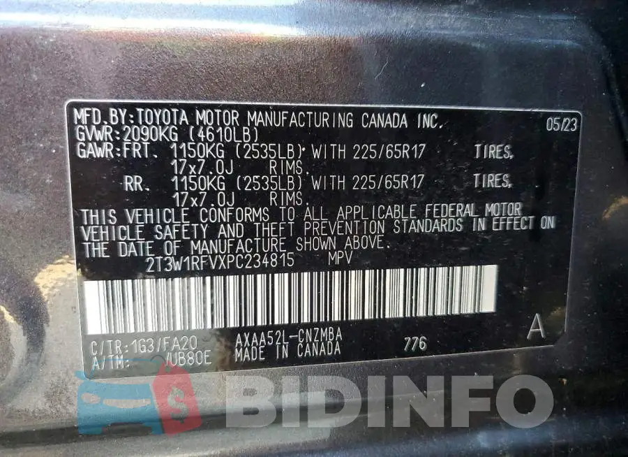 2T3W1RFVXPC234815 Photo# 13