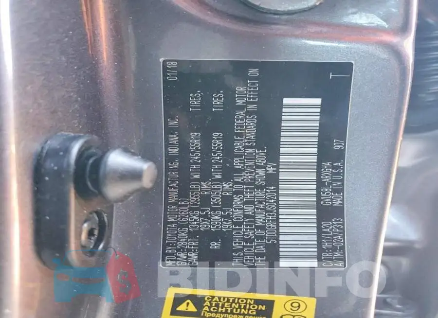 5TDDGRFH3JS042014 Photo# 13