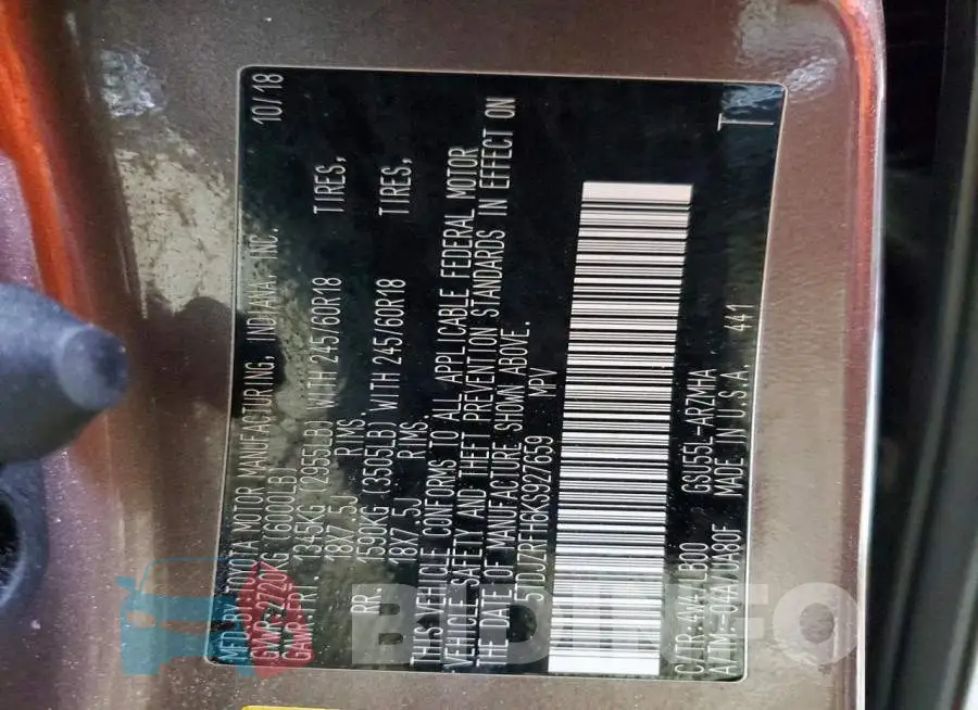 5TDJZRFH6KS927659 Photo# 13