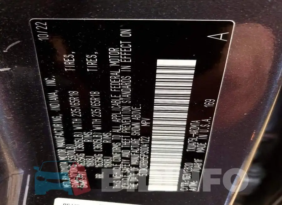 5TDKDRBH5PS004122 Photo# 12