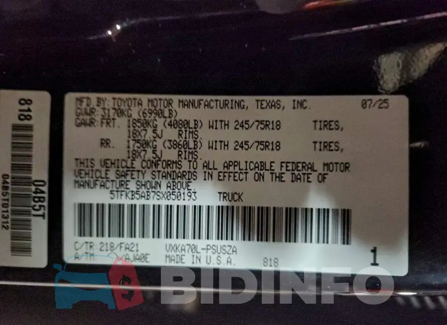 5TFKB5AB7SX050193 Photo# 12