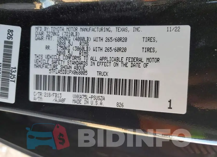 5TFLA5DB1PX068005 Photo# 12