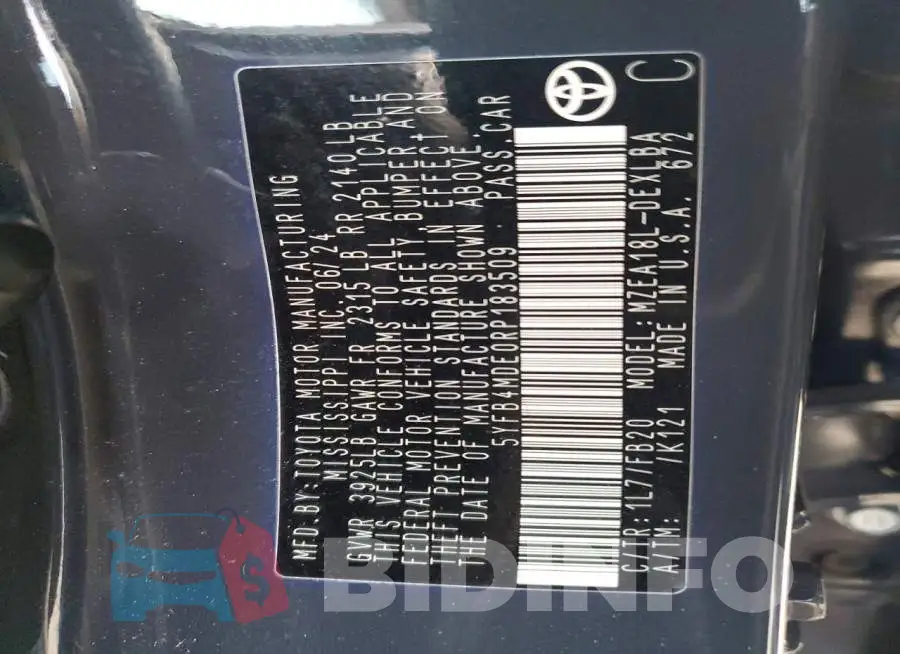5YFB4MDE0RP183509 Photo# 12