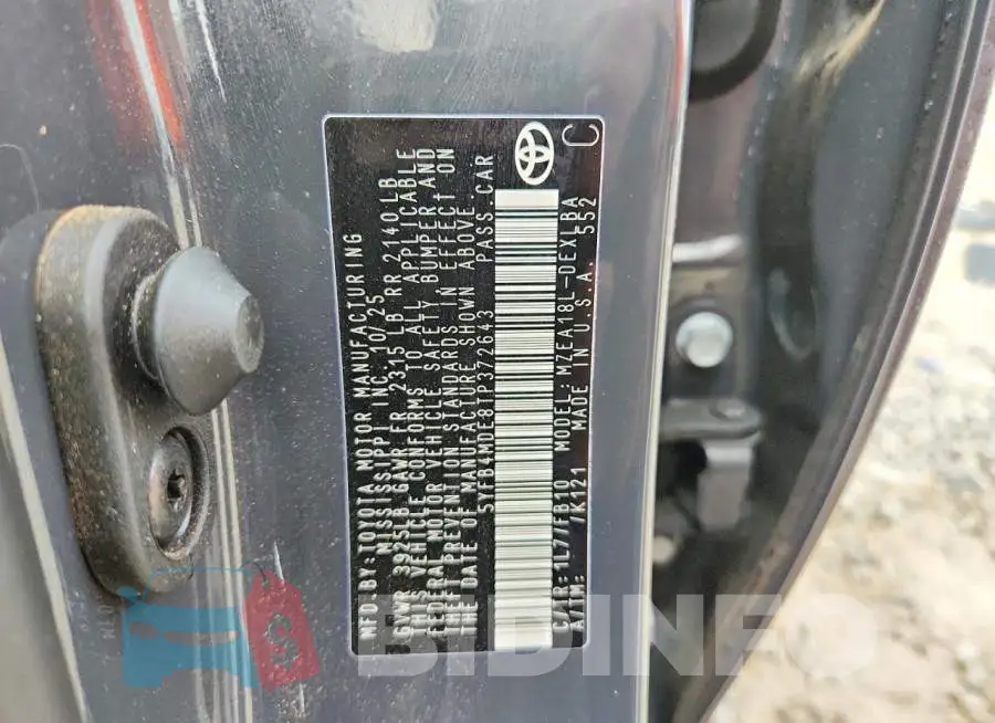 5YFB4MDE8TP372643 Photo# 13