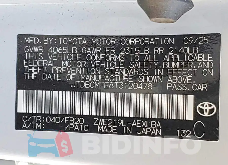 JTDBCMFE8T3120478 Photo# 12
