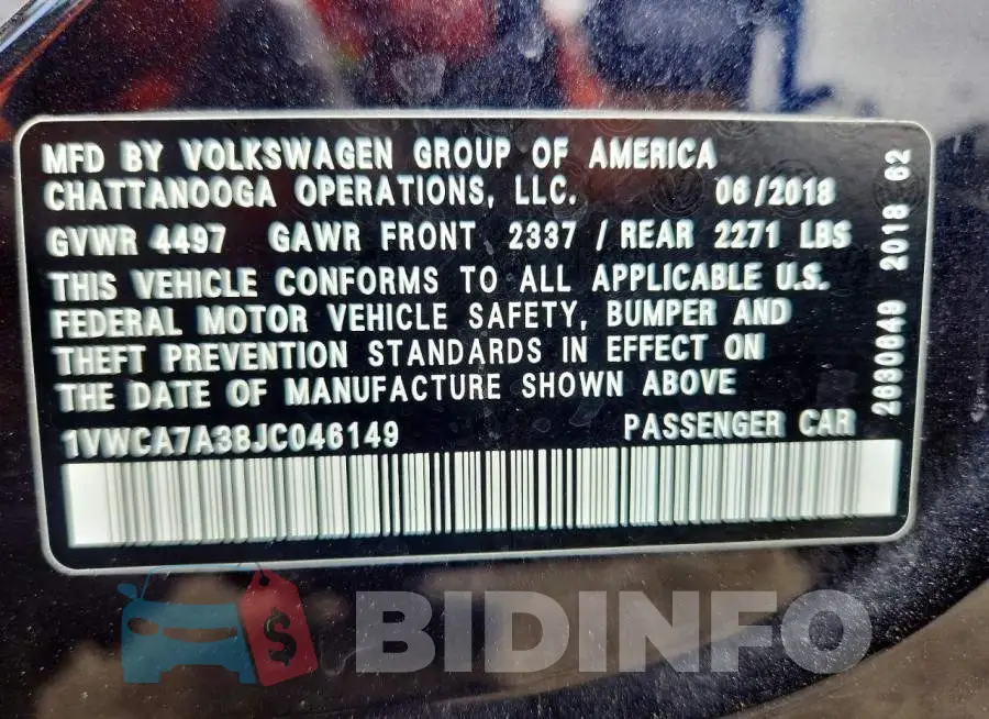 1VWCA7A38JC046149 Photo# 12