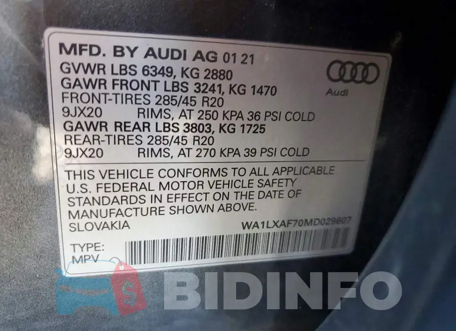 WA1LXAF70MD029607 Photo# 13