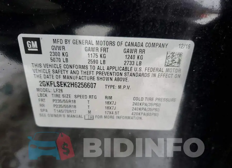 2GKFLSEK2H6256607 Photo# 12