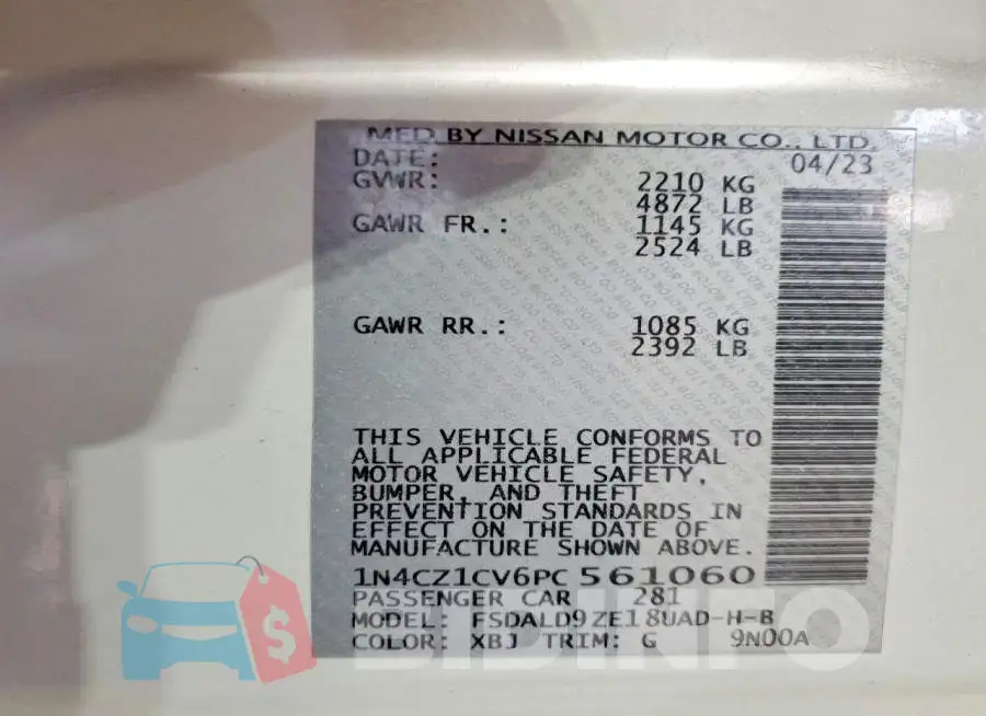 1N4CZ1CV6PC561060 Photo# 12
