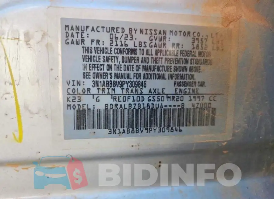3N1AB8BV9PY309846 Photo# 12