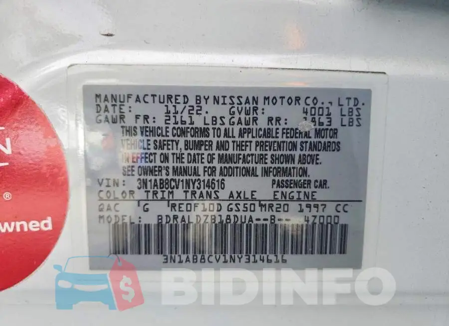 3N1AB8CV1NY314616 Photo# 12
