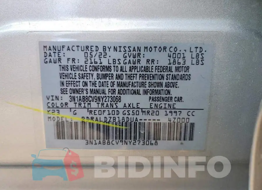 3N1AB8CV9NY273068 Photo# 12