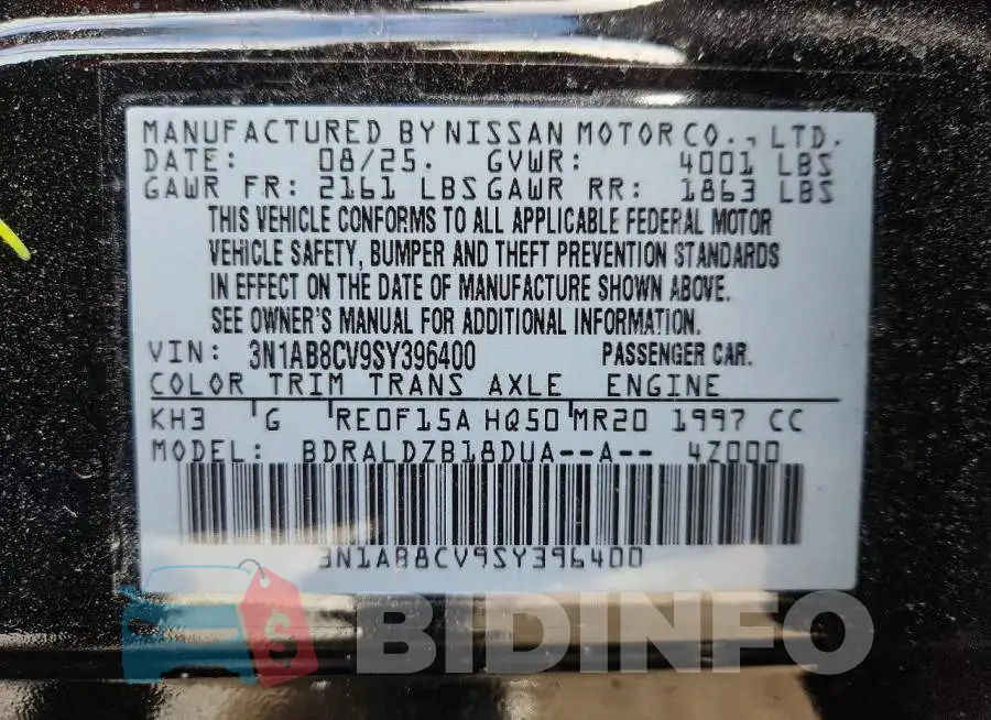 3N1AB8CV9SY396400 Photo# 12
