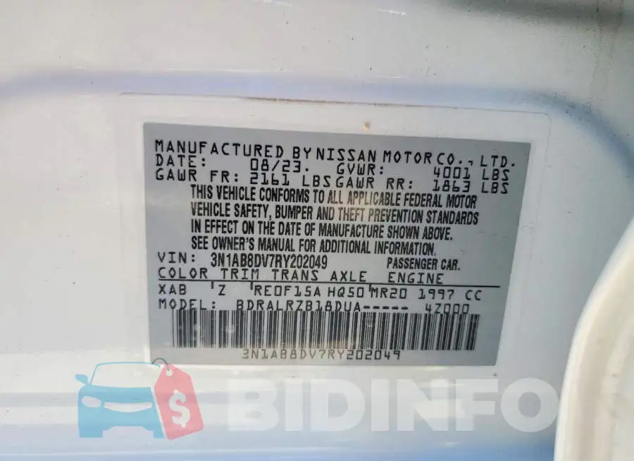 3N1AB8DV7RY202049 Photo# 12