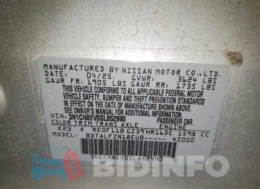 3N1CN8EV0SL852990 Photo# 13
