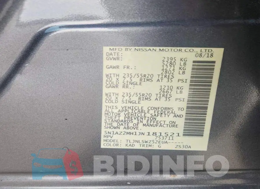 5N1AZ2MH1JN181521 Photo# 13