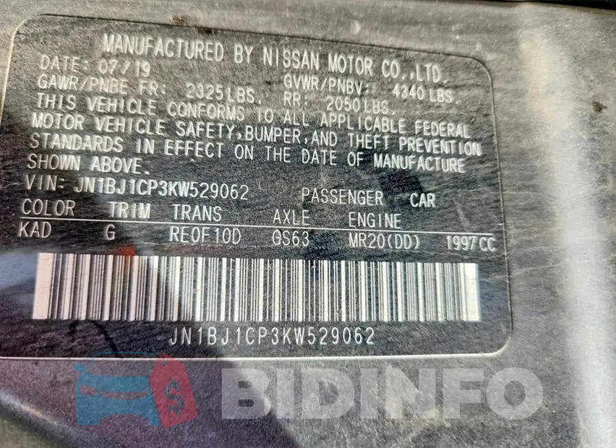 JN1BJ1CP3KW529062 Photo# 13