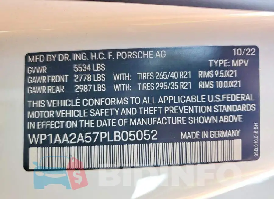WP1AA2A57PLB05052 Photo# 13