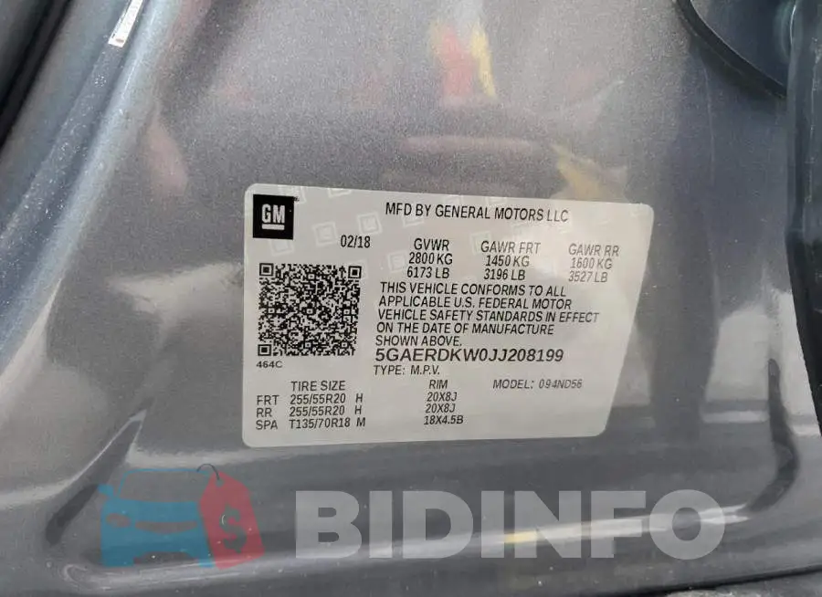 5GAERDKW0JJ208199 Photo# 14