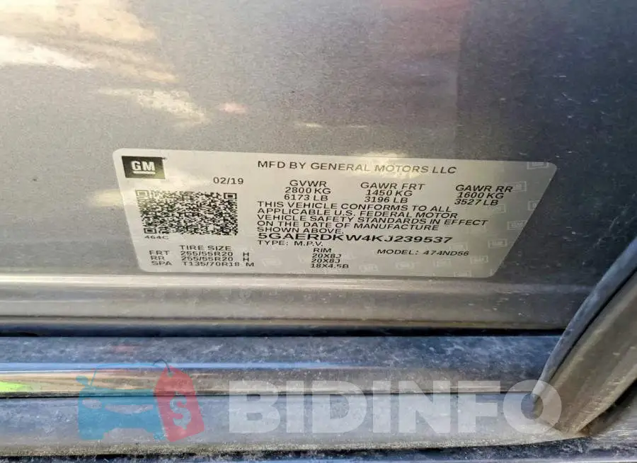 5GAERDKW4KJ239537 Photo# 13