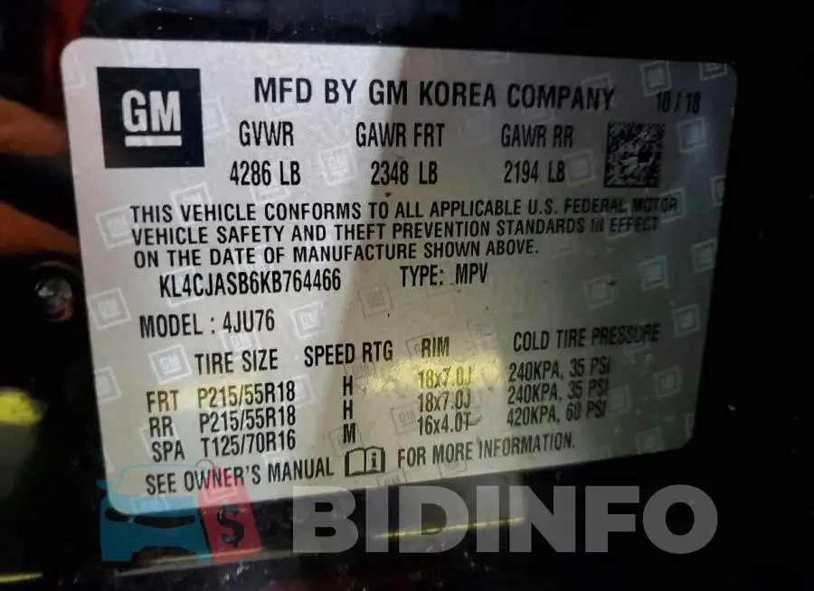 KL4CJASB6KB764466 Photo# 13
