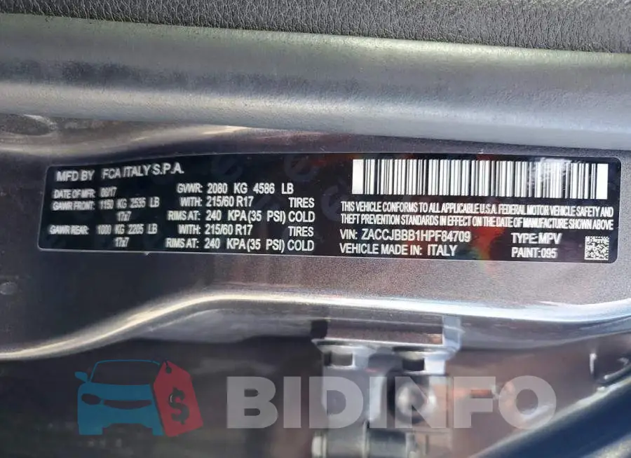 ZACCJBBB1HPF84709 Photo# 13