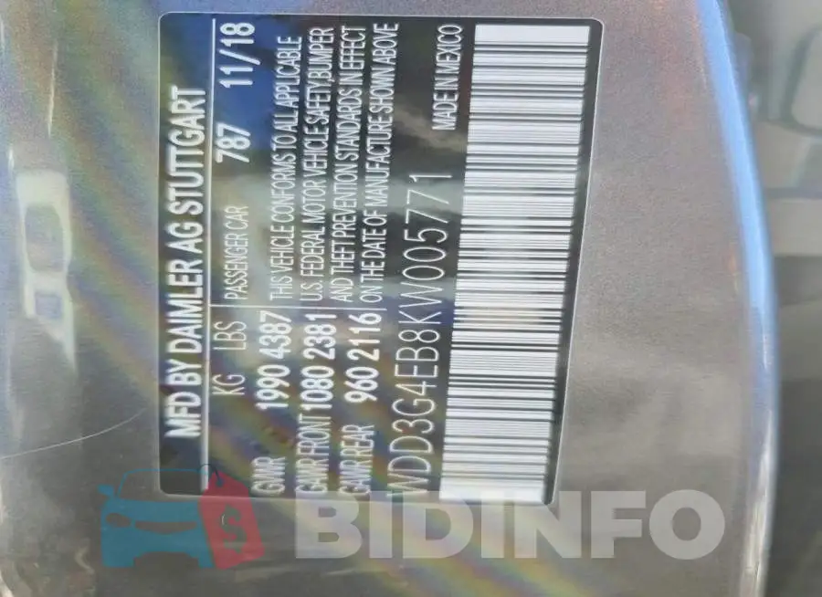WDD3G4EB8KW005771 Photo# 13