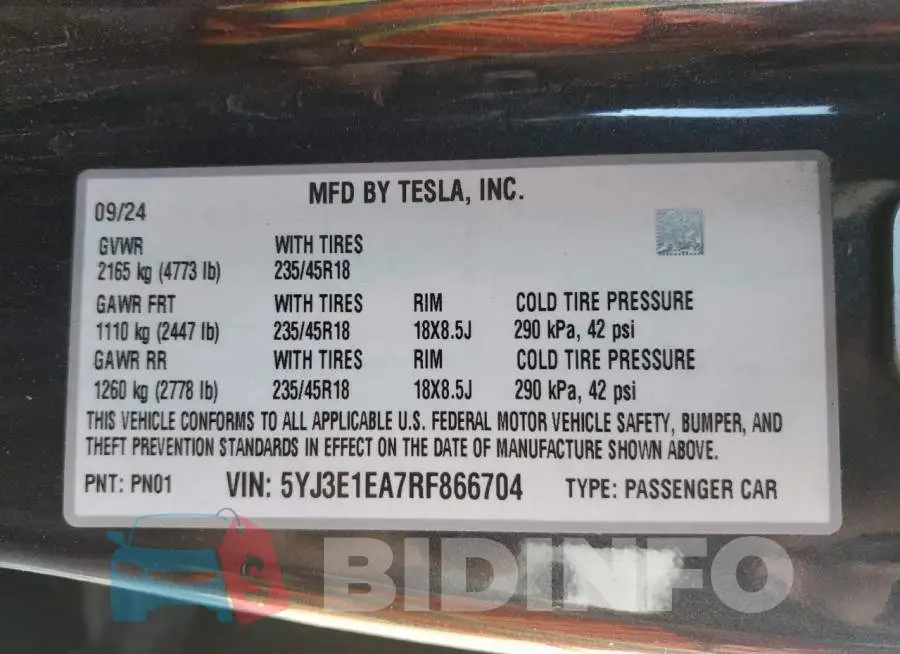 5YJ3E1EA7RF866704 Photo# 12