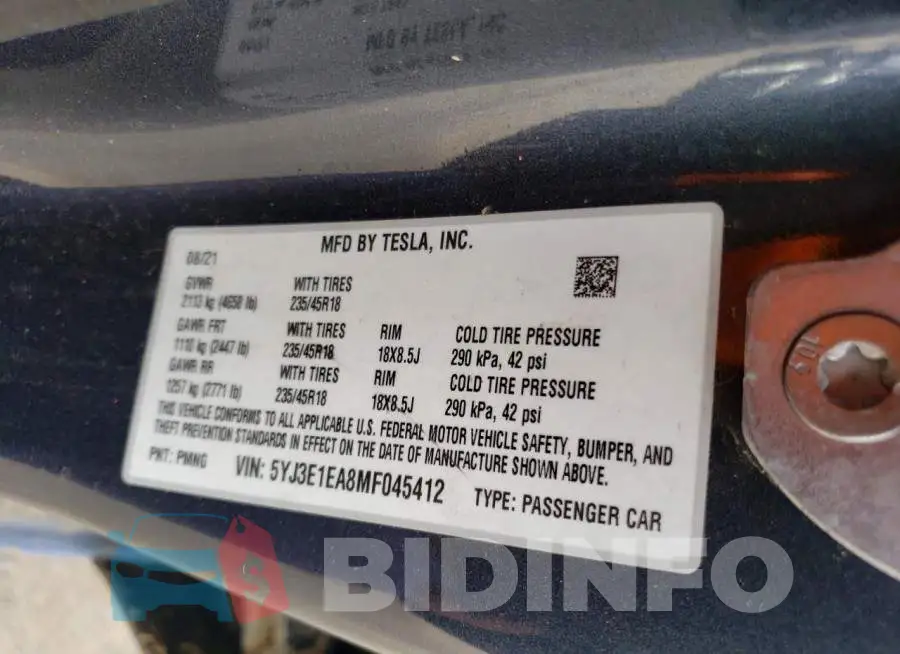 5YJ3E1EA8MF045412 Photo# 12