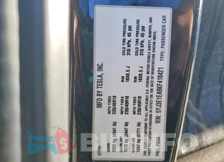 5YJ3E1EA9KF410421 Photo# 12