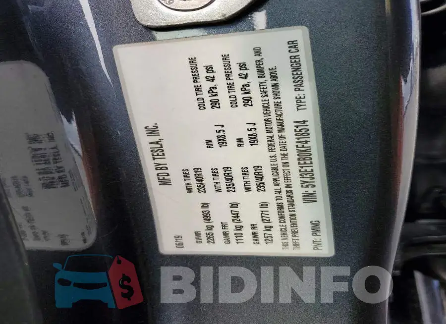5YJ3E1EB0KF418514 Photo# 12