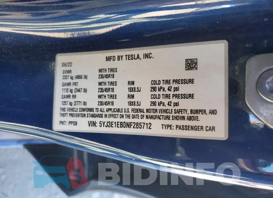 5YJ3E1EB0NF285712 Photo# 12