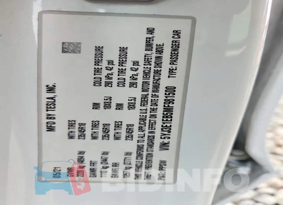5YJ3E1EB5MF981500 Photo# 12