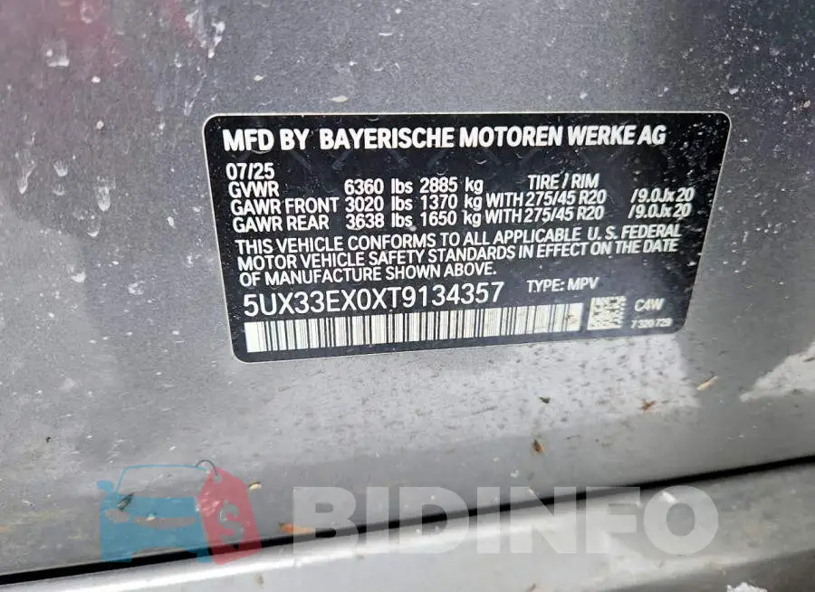 5UX33EX0XT9134357 Photo# 12