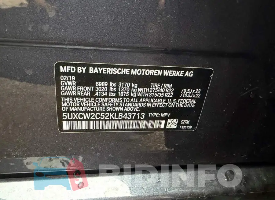 5UXCW2C52KLB43713 Photo# 10