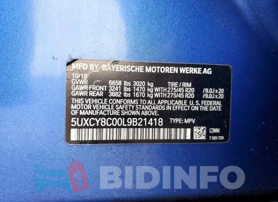5UXCY8C00L9B21418 Photo# 14