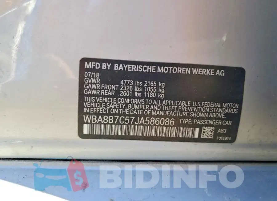 WBA8B7C57JA586086 Photo# 12