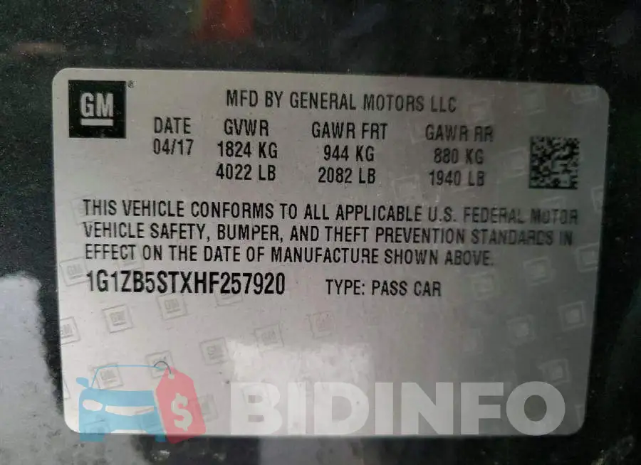 1G1ZB5STXHF257920 Photo# 13