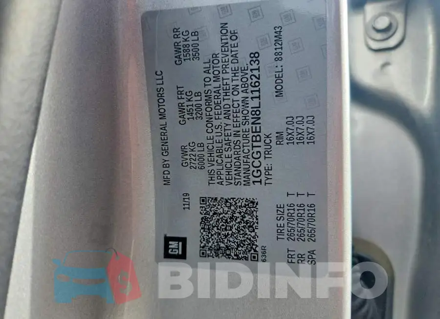 1GCGTBEN8L1162138 Photo# 13