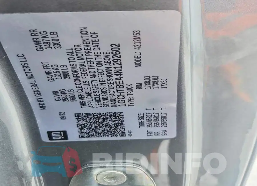 1GCHTBEA4N1292602 Photo# 12