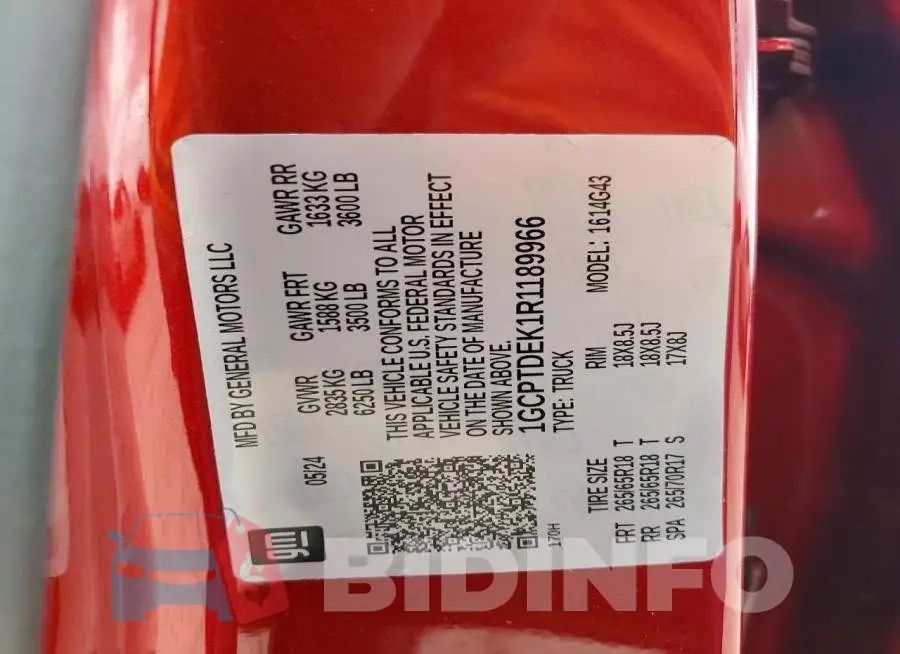 1GCPTDEK1R1189966 Photo# 12