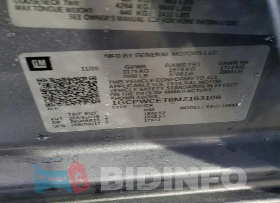 1GCPWCET6MZ163108 Photo# 12