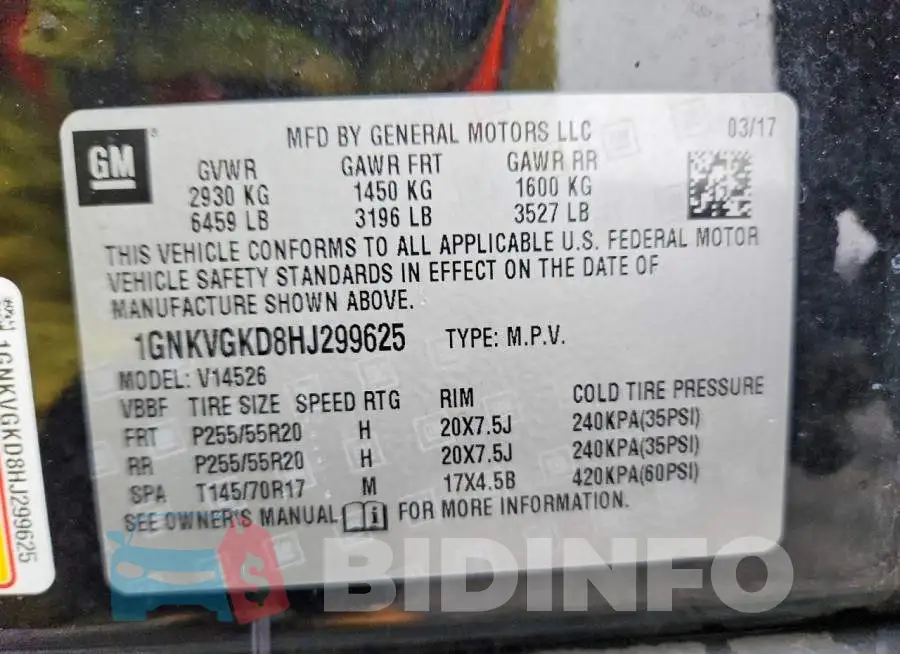 1GNKVGKD8HJ299625 Photo# 13