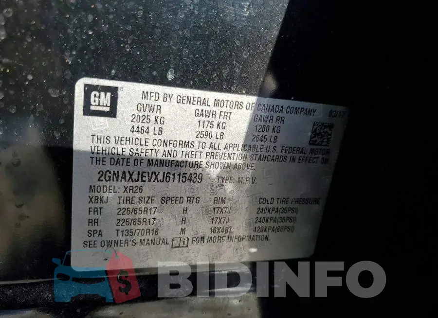 2GNAXJEVXJ6115439 Photo# 13