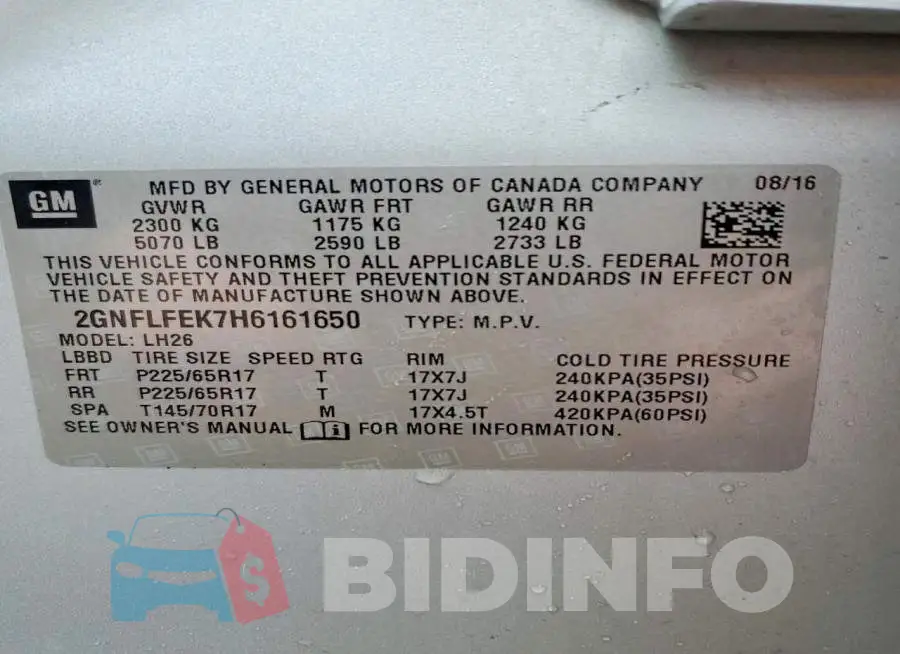 2GNFLFEK7H6161650 Photo# 14