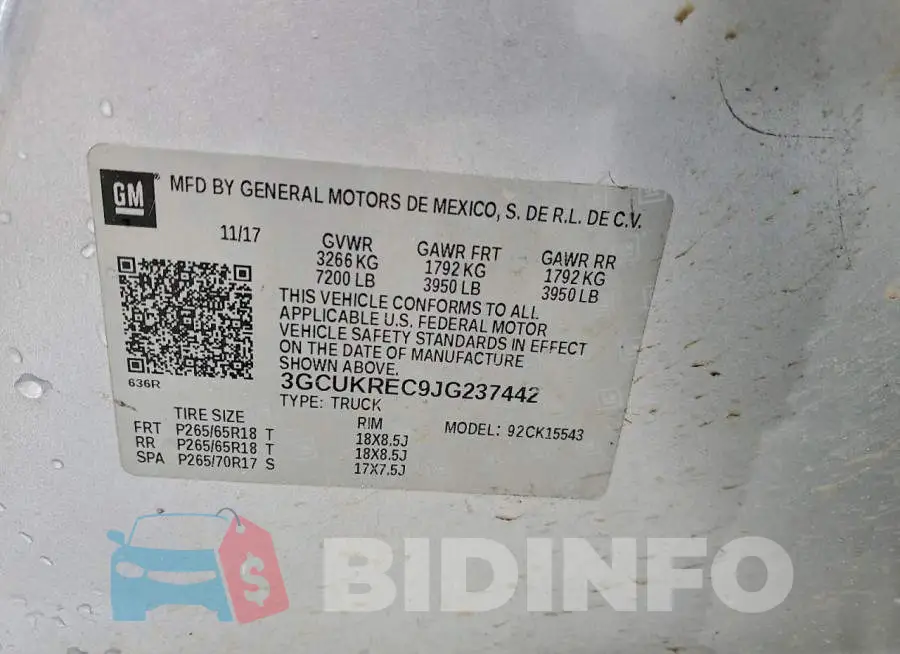 3GCUKREC9JG237442 Photo# 12