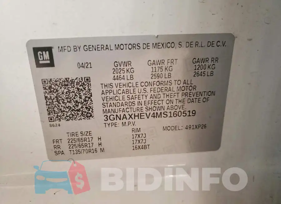 3GNAXHEV4MS160519 Photo# 13